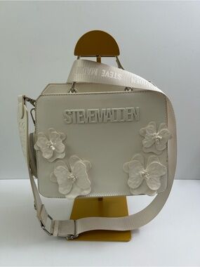 Steve Madden - Bervelyn Vanilla Floral-Appliqué Satchel with Logo Strap